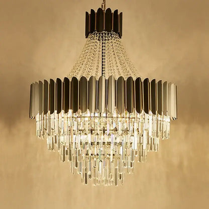 Modern black & gold crystal chandelier for living room