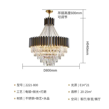 Modern black & gold crystal chandelier for living room