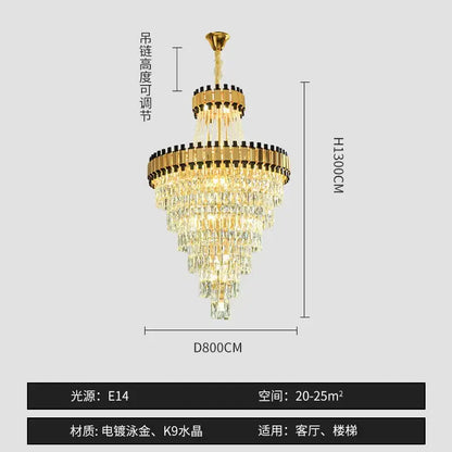 Modern gold and black crystal chandelier dining room cascading tiers