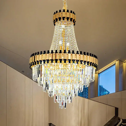 Luxurious gold crystal chandelier living room light