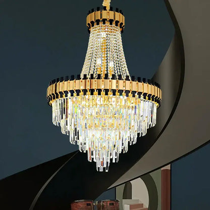 Luxurious gold crystal chandelier living room light