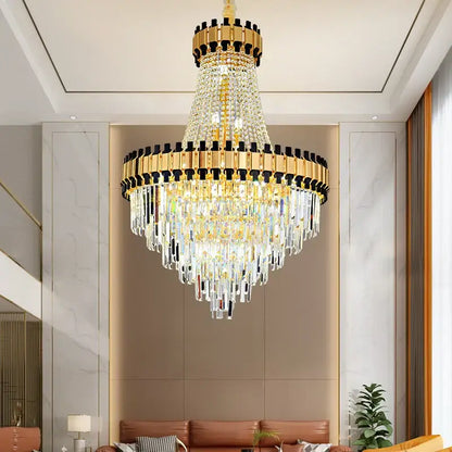 Luxurious gold crystal chandelier living room light