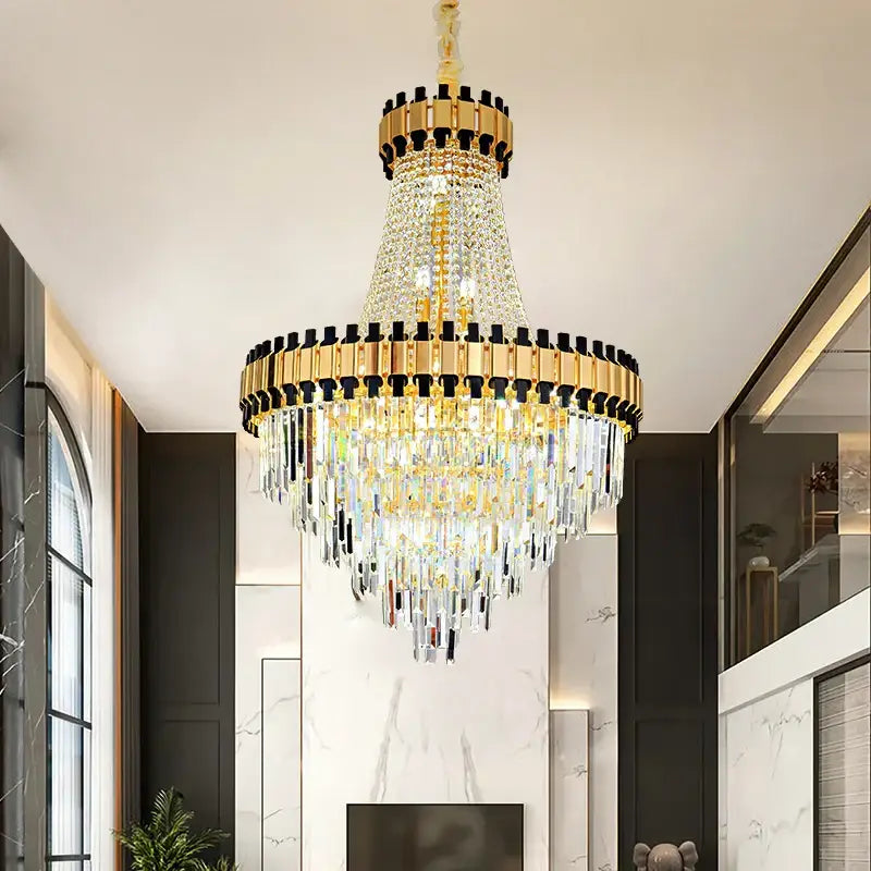 Luxurious gold crystal chandelier living room light