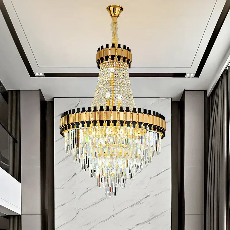 Luxurious gold crystal chandelier living room light