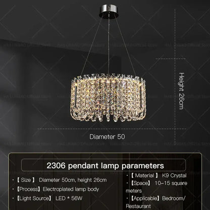 Luxurious circular crystal chandelier for elegant living room spaces