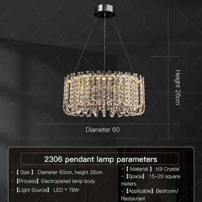 Luxurious circular crystal chandelier for elegant living room spaces