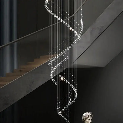 Modern chrome crystal chandelier living room spiral pendant