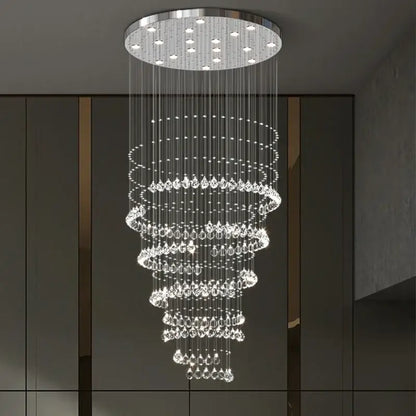 Modern chrome crystal chandelier living room spiral pendant
