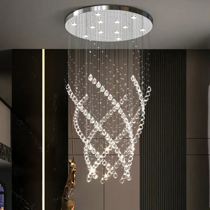 Modern chrome crystal chandelier living room spiral pendant