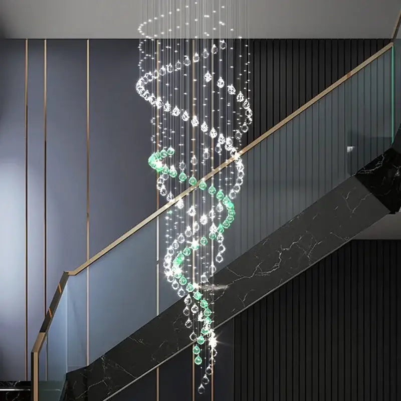 Modern chrome crystal chandelier living room spiral pendant