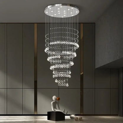 Modern chrome crystal chandelier living room spiral pendant