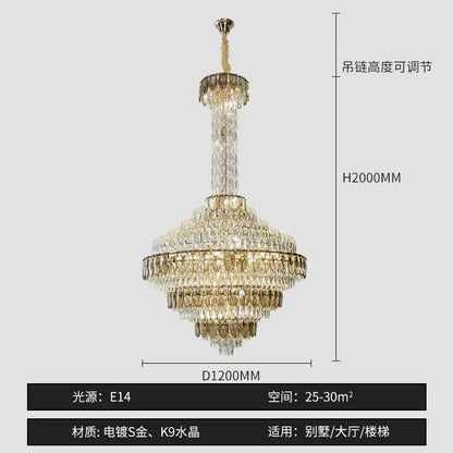 Modern gold and iridescent blue crystal chandelier living room