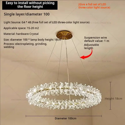 Elegant gold crystal chandelier for dining room