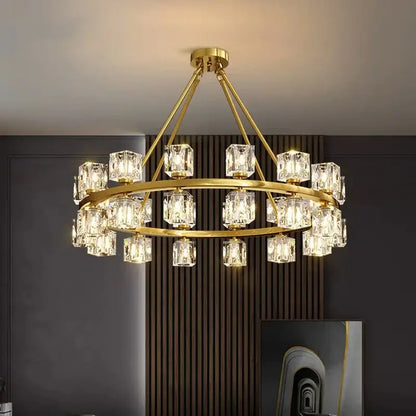 Modern gold crystal chandelier for dining room lighting