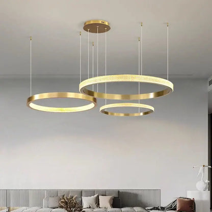 Modern gold textured crystal chandelier dining room pendant light