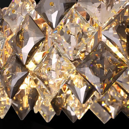 Modern gold crystal chandelier for living room overlapping ring light