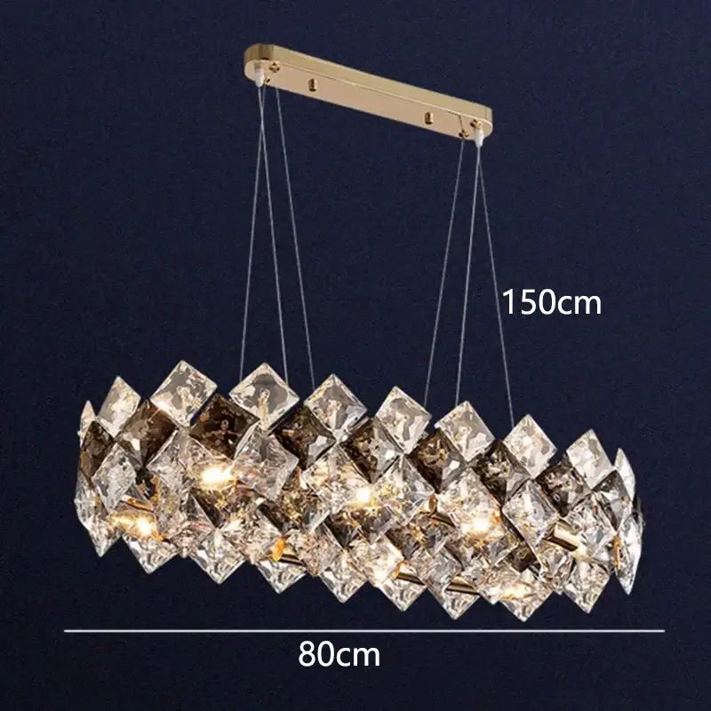 Modern gold crystal chandelier for living room overlapping ring light