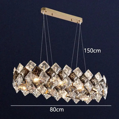 Modern gold crystal chandelier for living room overlapping ring light