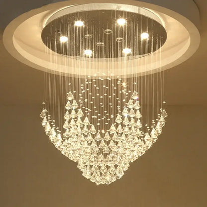 Modern cascading crystal chandelier living room pendant light
