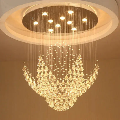 Modern cascading crystal chandelier living room pendant light