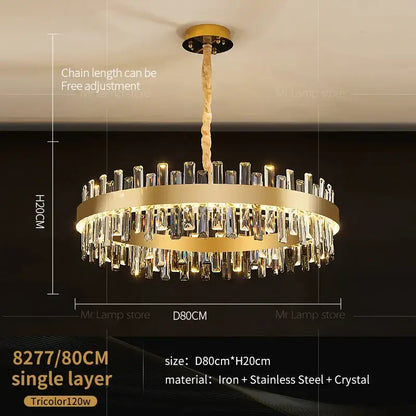 Gold double tier crystal chandelier for living room dining