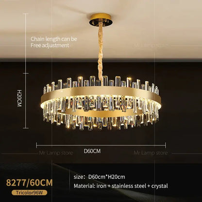 Gold double tier crystal chandelier for living room dining