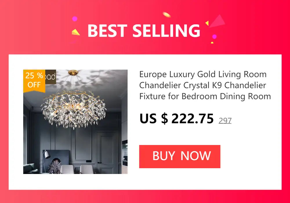 Modern branching crystal chandelier for living room aluminum lamp