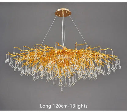 Modern branching crystal chandelier for living room aluminum lamp