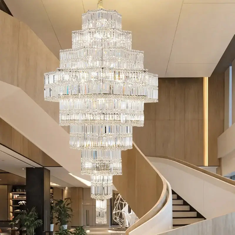 Post modern multi tier crystal chandelier living room light