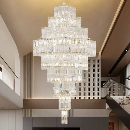 Post modern multi tier crystal chandelier living room light