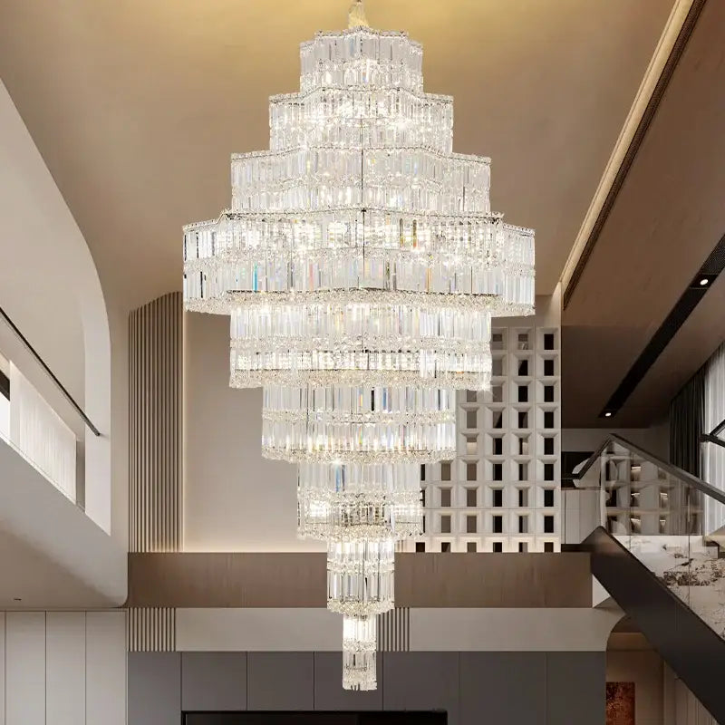 Post modern multi tier crystal chandelier living room light