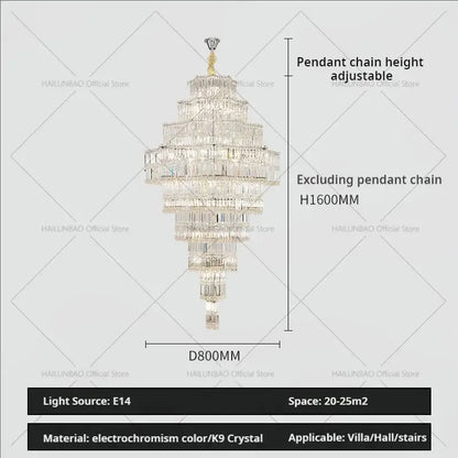 Post modern multi tier crystal chandelier living room light