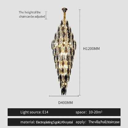 Luxe modern brass and crystal chandelier dining room pendant light