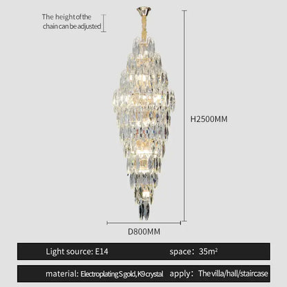 Luxe modern brass and crystal chandelier dining room pendant light