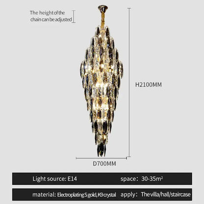 Luxe modern brass and crystal chandelier dining room pendant light