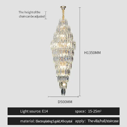 Luxe modern brass and crystal chandelier dining room pendant light