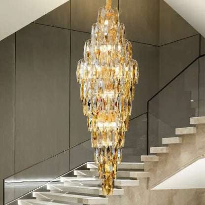 Luxe modern brass and crystal chandelier dining room pendant light
