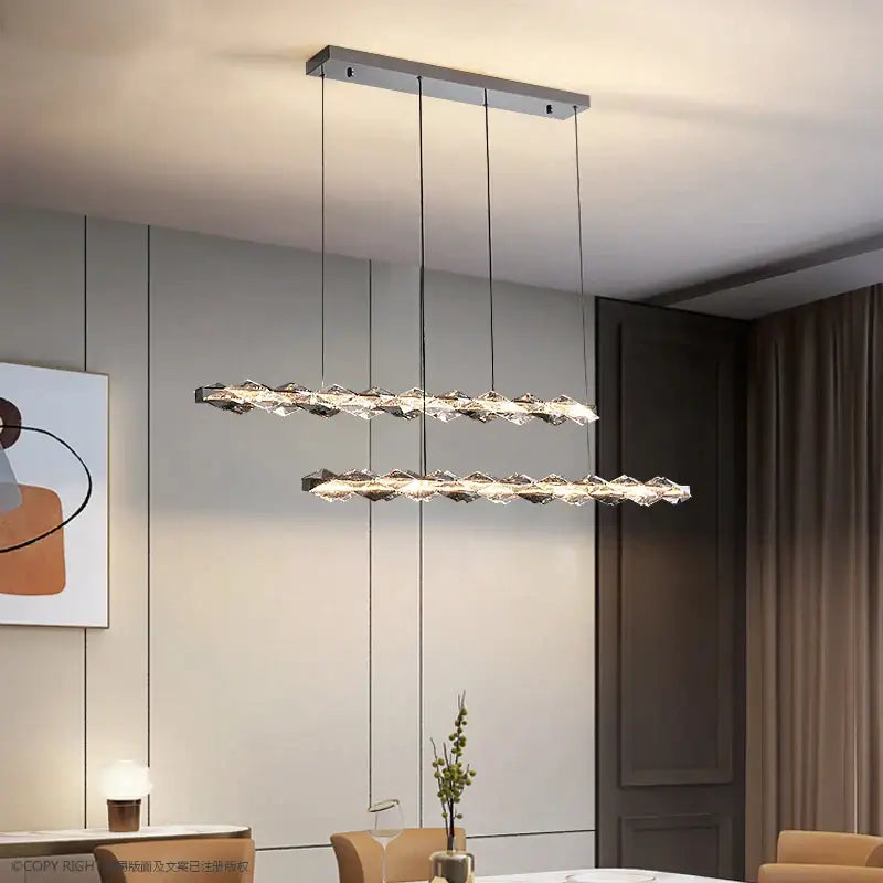 Modern multi tier ring crystal chandelier living room