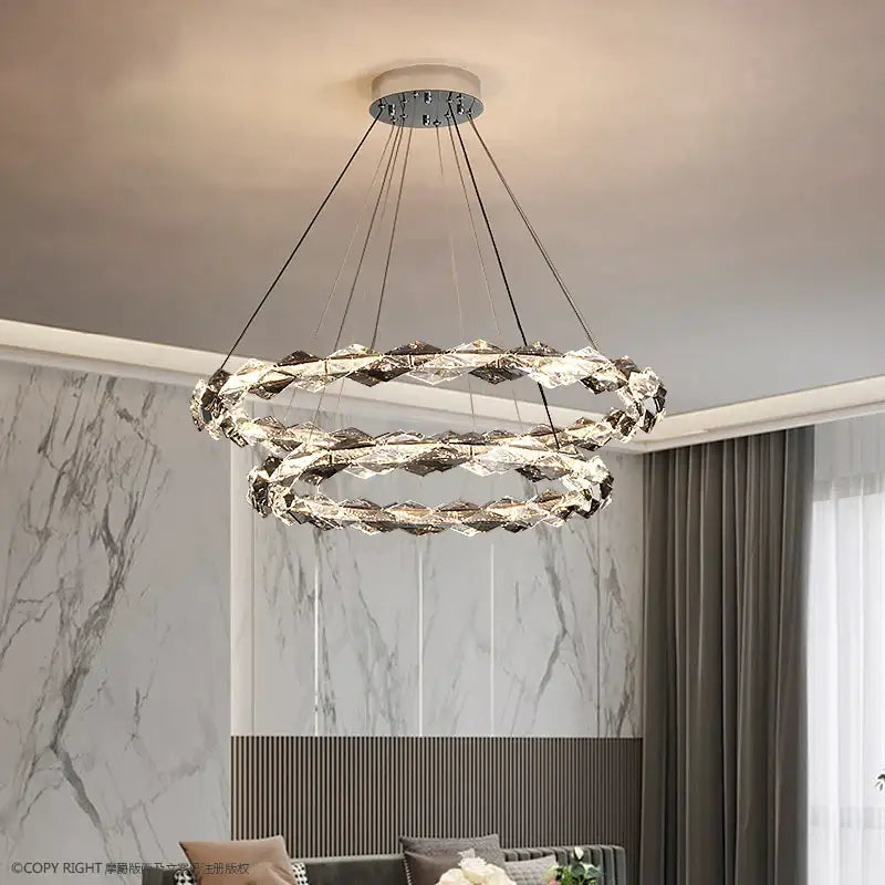 Modern multi tier ring crystal chandelier living room