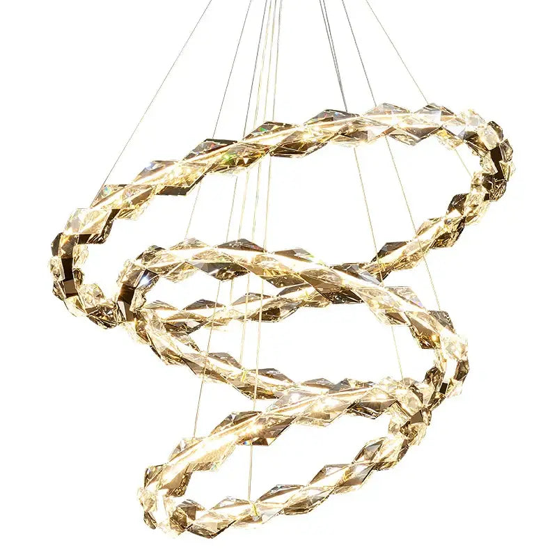 Modern multi tier ring crystal chandelier living room