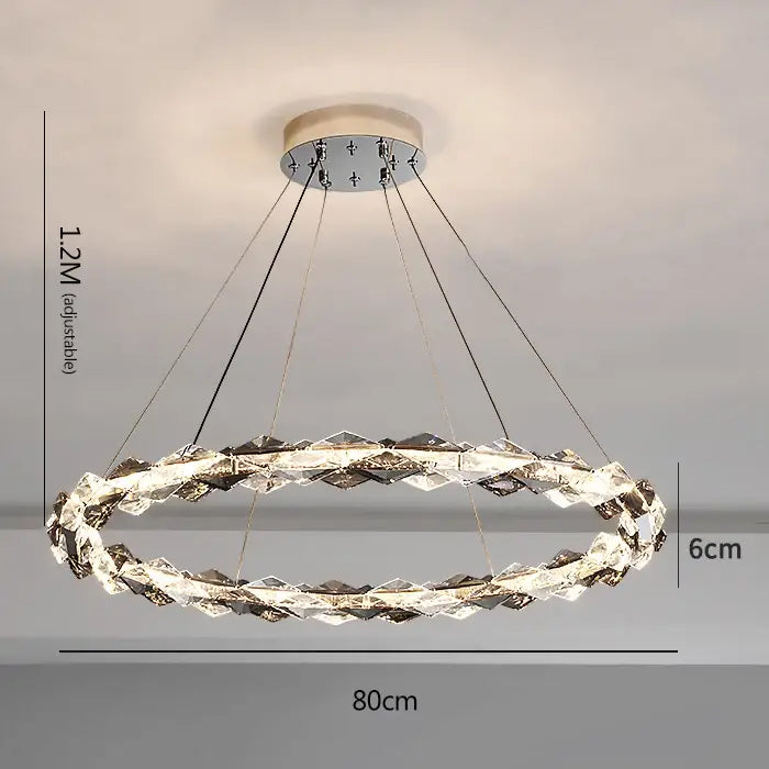 Modern multi tier ring crystal chandelier living room