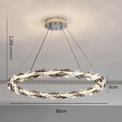Modern multi tier ring crystal chandelier living room