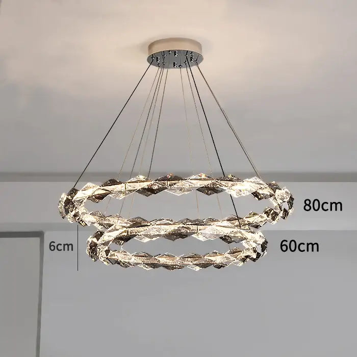 Modern multi tier ring crystal chandelier living room