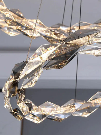 Modern multi tier ring crystal chandelier living room