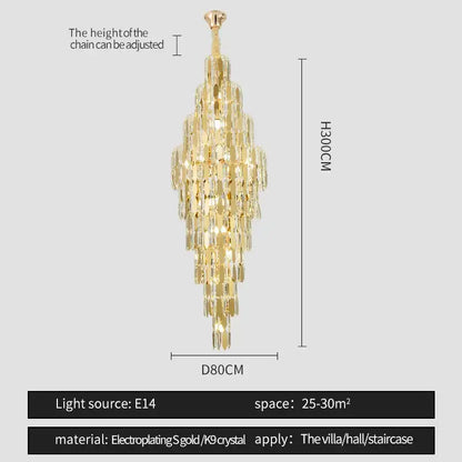 Modern european golden crystal chandelier living room light
