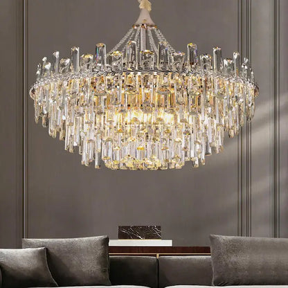 Modern clear and gold crystal chandelier dining room luxe pendant