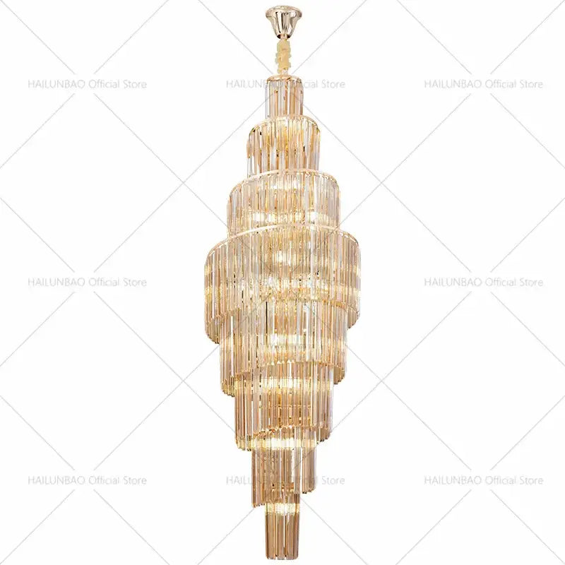 Modern gold crystal chandelier for villa living room