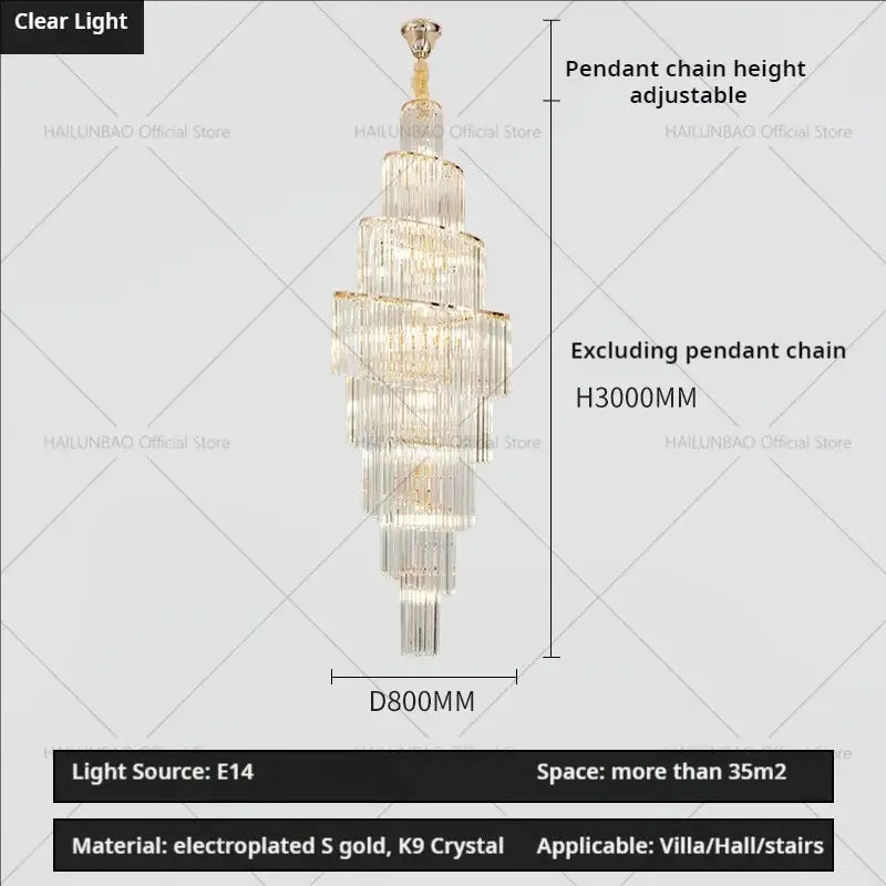 Modern gold crystal chandelier for villa living room