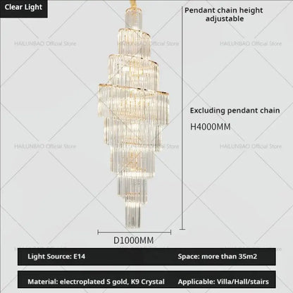 Modern gold crystal chandelier for villa living room