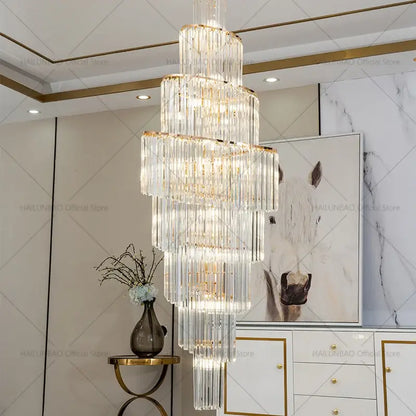 Modern gold crystal chandelier for villa living room